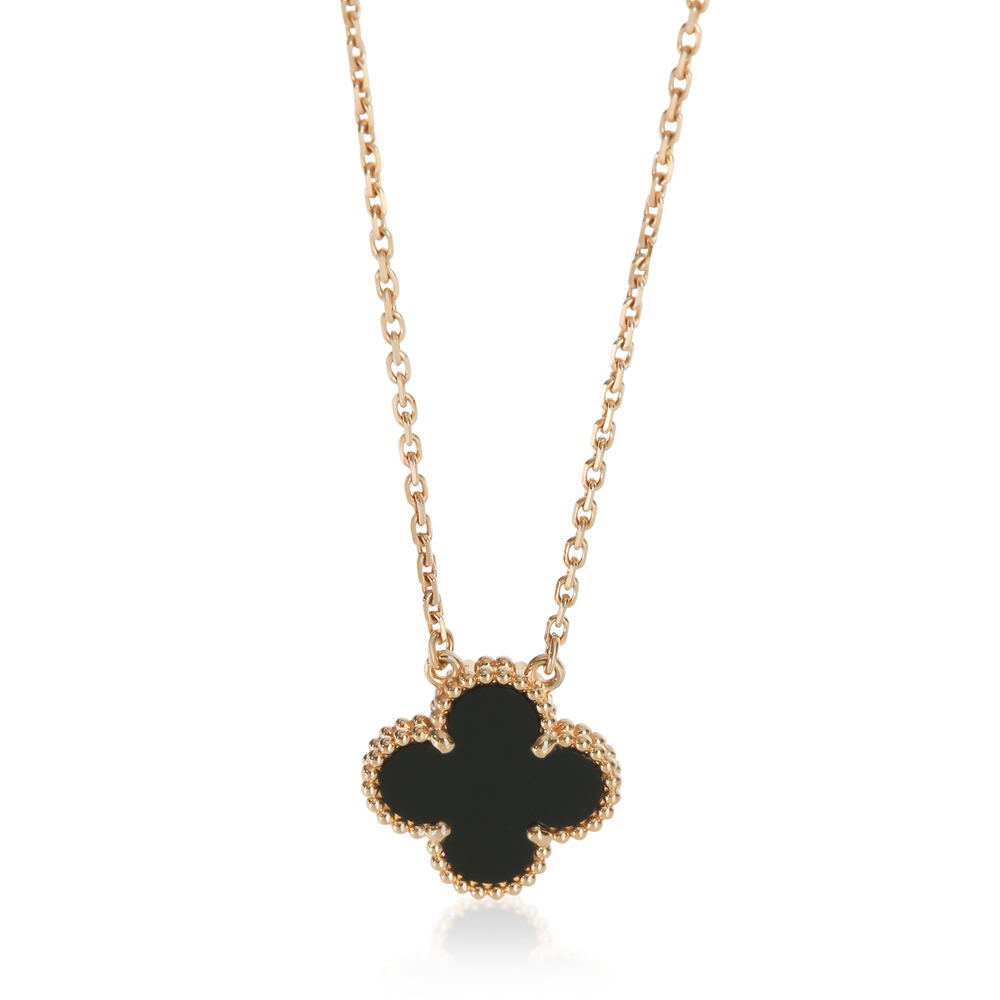 Van Cleef & Arpels Yellow Gold Onyx Vintage Alhambra Pendant